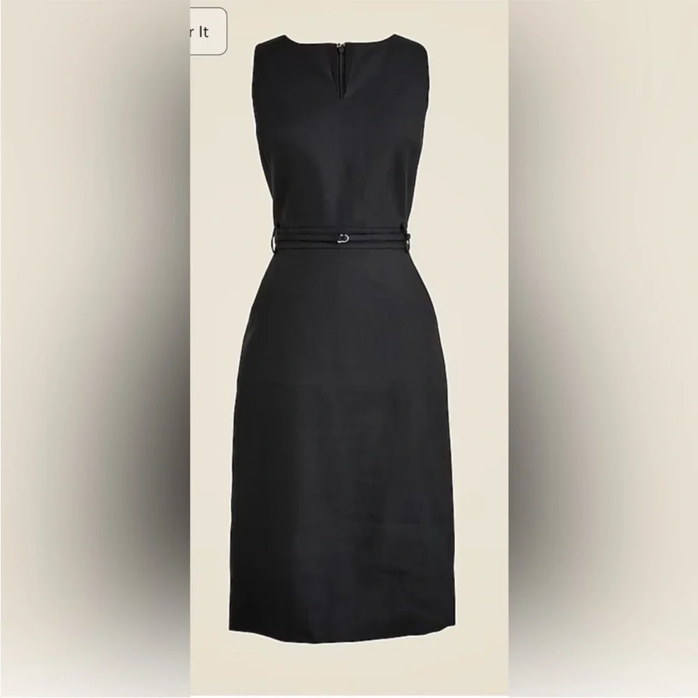J. Crew Executive dress in stretch linen blend black NEW 2 Petite closet staple